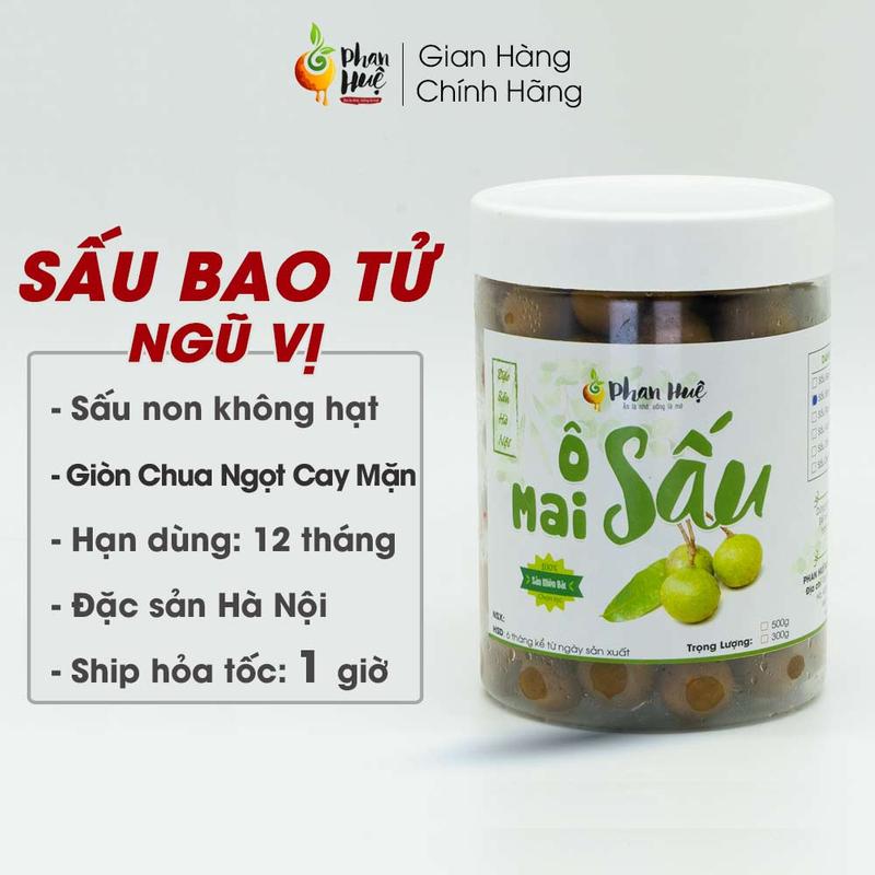 Ô mai xí muội sấu bao tử giòn ngũ vị Phan Huệ hộp 100g 300g 500g. Vị giòn chua cay mặn ngọt. Đặc sản Hà Nội Snack Ăn Vặt Snack Ăn Vặt