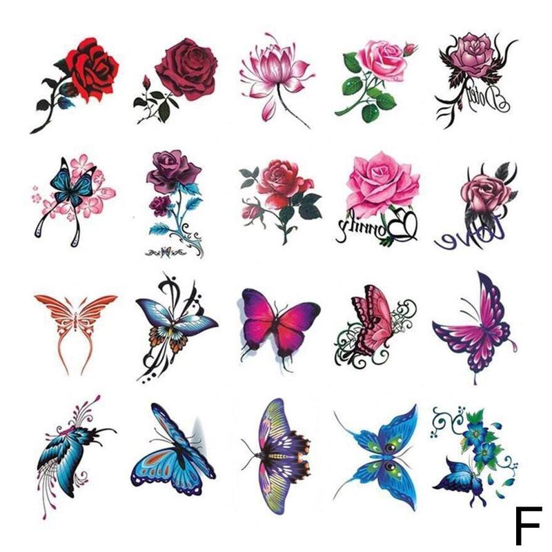 Product Introduction of 20/50pcs Waterproof Tattoo Sticker Sexy Simulation Flower Butterfly Ankle Clavicle RoseTattoo Sticker 50