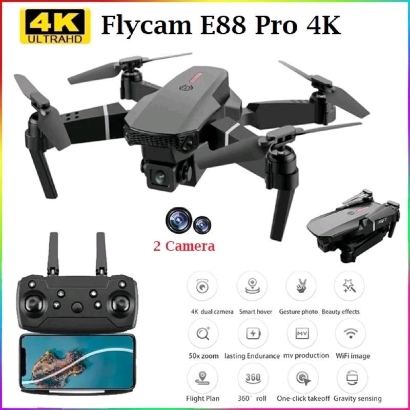 Flycam E88 Pro 2 camera 4K pin 1800mah tặng túi đựng pin thứ 2 dự phòng Drone Chụp Ảnh Phụ Kiện Đèn Đồ Chơi Toy Máy Bay KhangKidsDoChoiTreEm
