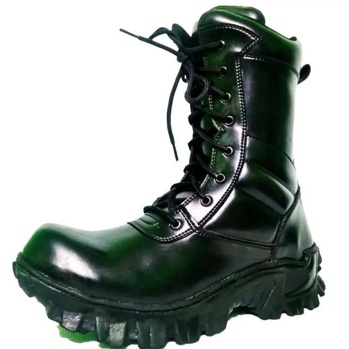 SEPATU PDL PRIA SEPATU POLISI Round Toe Hitam Boots tentara 0