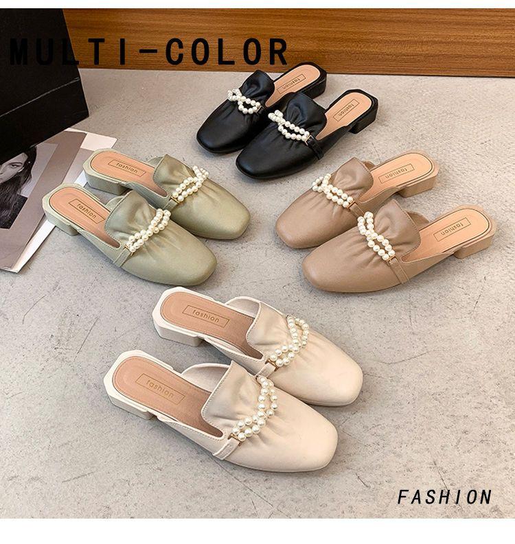 Product Introduction of Women's Summer Fashionable Outdoor Slippers 2022 New Korean Style Internet Celebrity Ins Home Non-Slip Cute Trendy Closed Toe Half Slippers 2