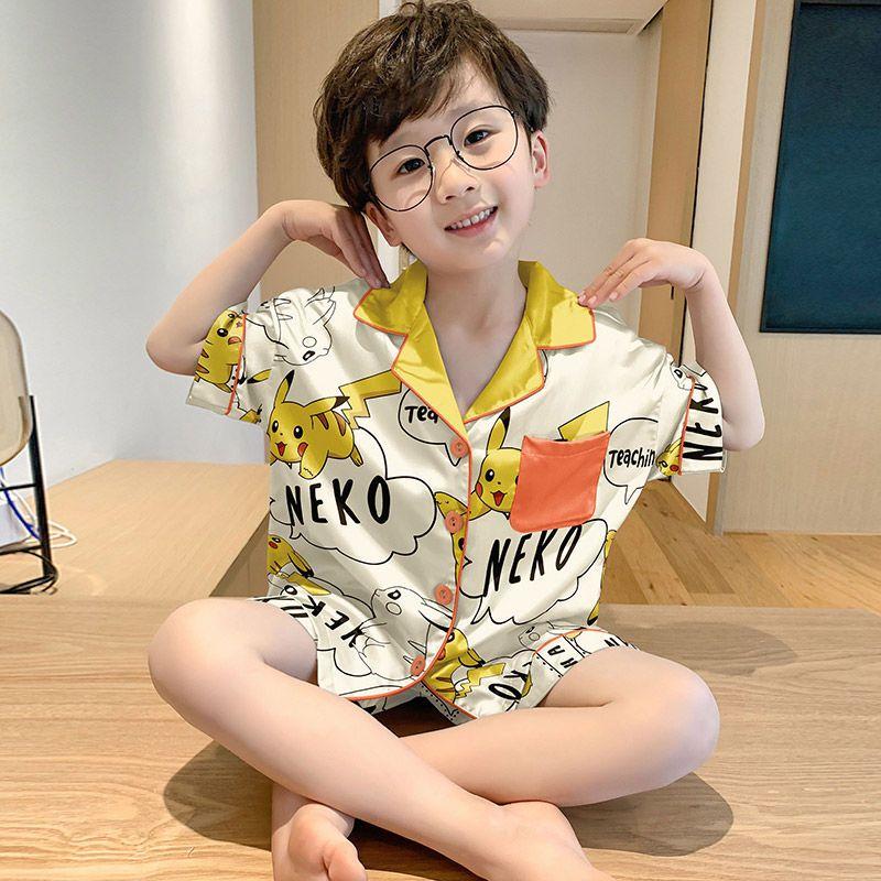 Đồ Ngủ Mỏng Mùa Hè Cho Bé Trai, Bộ Đồ Điều Hòa Không Khí Cho Trẻ Em, Hàng Mới Về, ngắn Tay, Phong Cách Người Nổi Tiếng Trên Internet, Thích Hợp Cho Trẻ Em Lớn, Đồ Mặc Nhà Hoạt Hình, Thiết Kế Hoạt Hình Dễ Thương, Năm 2025, 4038 Phản Hồi Tích Cực 5