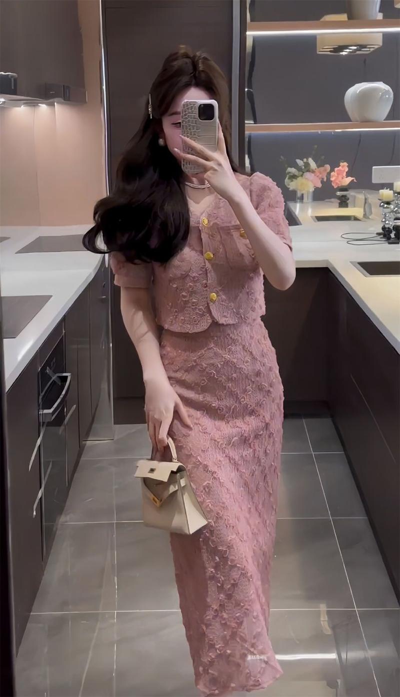Product Introduction of Classic Style Graceful and Fashionable Suit Skirt Summer Design Short Top High Waist Slim Skirt Two-Piece Suit Fashion 8