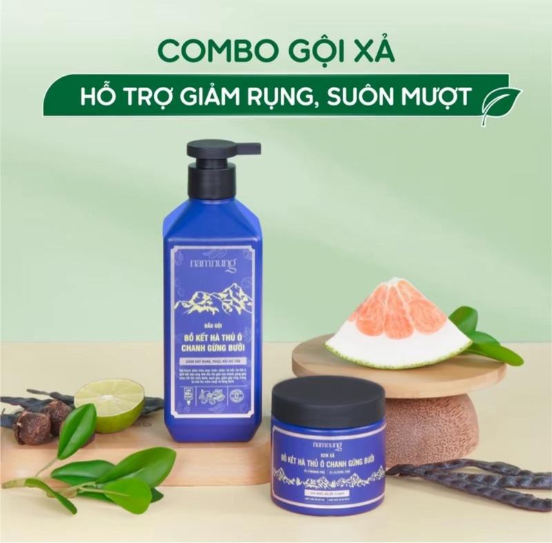Product Introduction of Combo Gội Xả Nam Nung Xanh Dương Bồ Kết Hà Thủ Ô Chanh Gừng Ngăn Rụng Tóc Giúp Mọc Tóc Con 500ml 4
