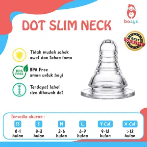 Dot Nipple Peristaltic SLIM NECK / Silikon Dot BPA FREE Peristaltic Plus Standar / Slim Neck / Dot Ulir Ukuran SS, S, M, L, Y CUT, X CUT / Baby Breast Feeding Nipple Kids Silicone Slim for Different Milk Bottle Pacifier bisa untuk Pigeon