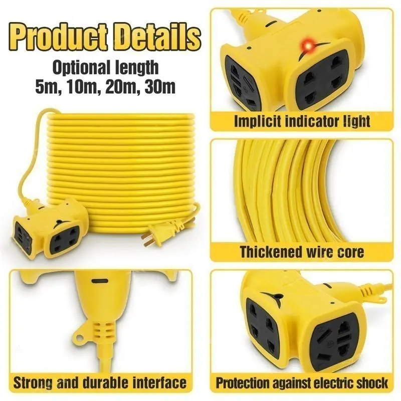 【COD,Kirim Sekarang】 Kabel Listrik Gulungan Roll Dengan Saklar 30/20/10/5/3 Meter Sambungan Listrik Kabel Roll Kontra Arde Kabel Ekstensi Extension Cord Mendukung Kendaraan Listrik, Kabel Sambungan Multi Fungsi /Colokan Kabel Listrik /,Steker Kabel 2