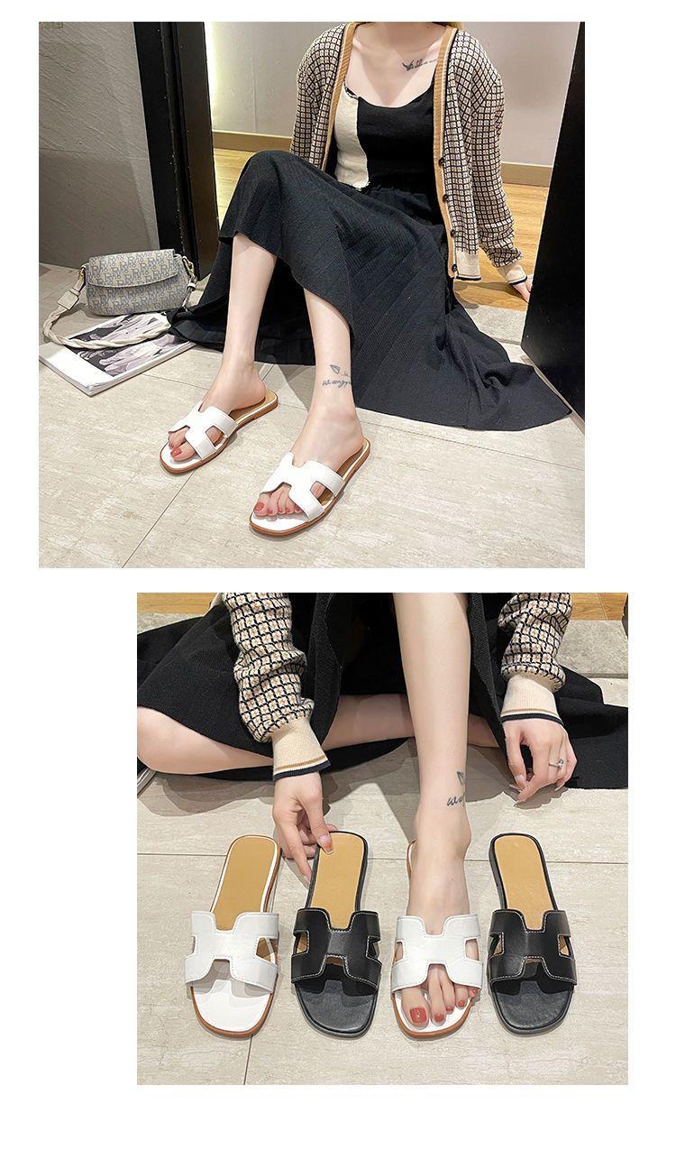 Product Introduction of Slippers, for Women, Available in Size 34 and 41, Popular on the Internet, Celebrity Fashion, Versatile, Flat Sandals, Ins Fashion, Suitable for Summer, Style H 30
