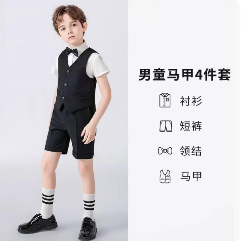 Bộ Đồ Công Sở Trẻ Em, Bộ Đồ Trang Trọng Bé Trai, Bộ Đồ Màu Đen, Áo Vest, Cô Gái Hoa Đẹp Trai Người Dẫn Chương Trình Trang Phục Váy Trang Trọng, Thích Hợp Biểu Diễn Piano, Làm Bằng Bông, Năm 2025 7