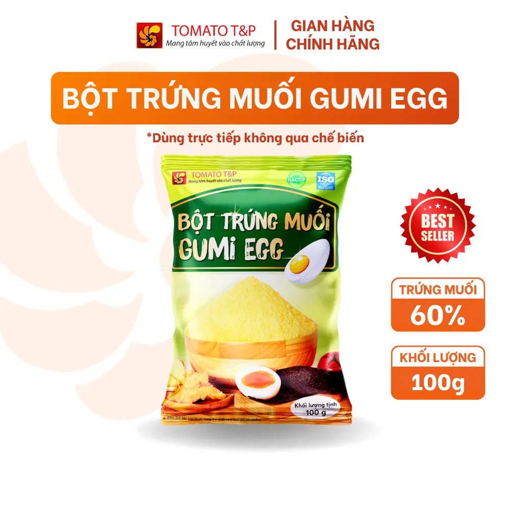 Bột trứng muối Gumi Egg - Gói 100g - Tomato T&P - Bột Gia Vị Làm Bánh, Sốt Trứng Muối - Rắc Trực Tiếp Lên Các Món Chiên