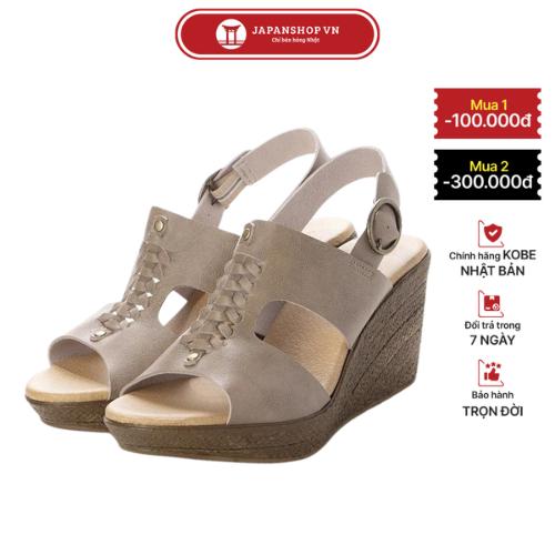 KOSU Dép sandal nữ đế xuồng dáng sang xăng đan đế cao 8cm siêu nhẹ made in Japan Kobe Nhật Bản 22962