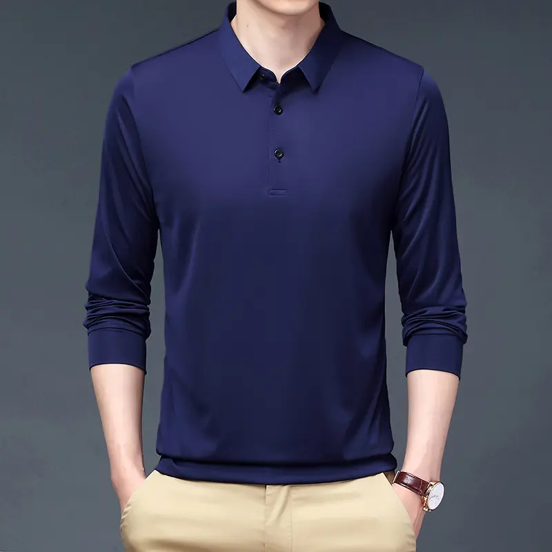 BigSize Áo Polo Dài Tay Nhiều Màu Phom Xuông Chất Thun dày Mềm Mịn Mát Không Xù Lông 4