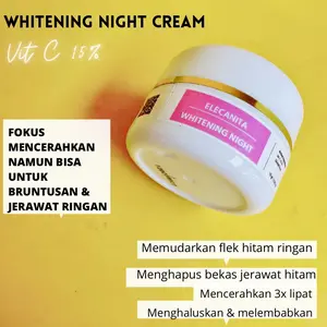 WHITENING NIGHT Cream Pemutihan Semua Jenis Kulit Hidrasi Kontrol Minyak Hidrasi