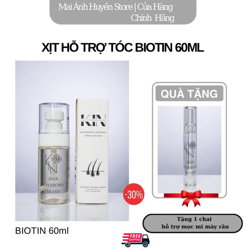 [MUA 1 TẶNG 1] XỊT BIOTIN HỖ TRỢ TÓC 60ml HAIR EYEBROWS BEARD (tặng 1 chai hỗ trợ mọc chân mày - mi, râu )Bạc Hà USA Chăm Sóc Tóc (tặng baolixi)