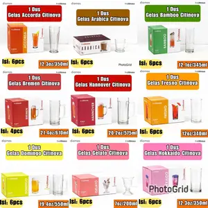 Gelas Kaca Citinova Eceran Murah TERLENGKAP Polos Gagang Estetik