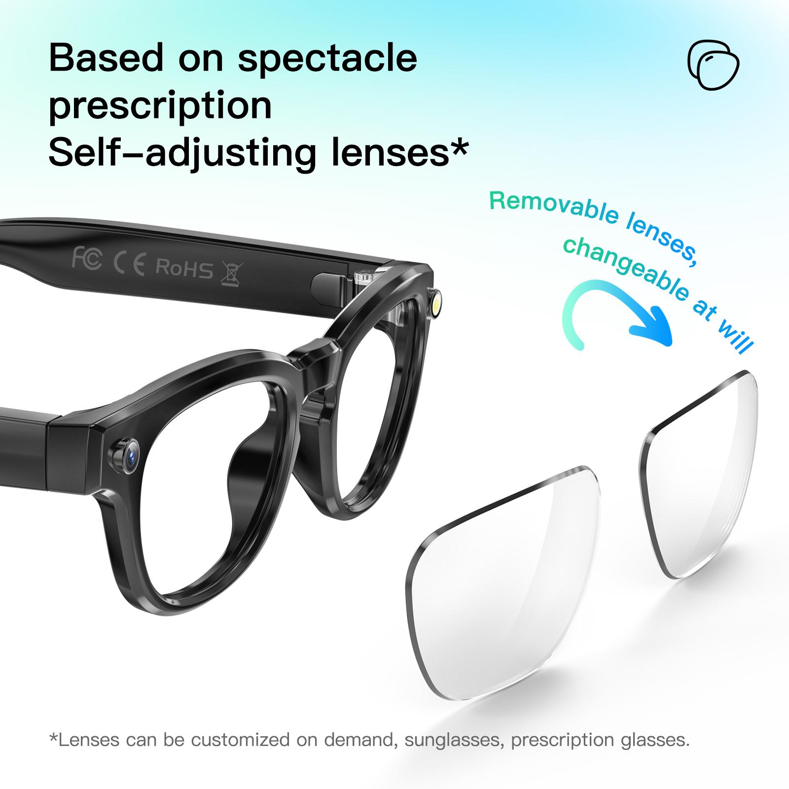 AI Smart Glasses Recording Videos Photo Recognition Answer Translation 260mAh Battery Waterproof Bluetooth Color Change Glasses - Image 3