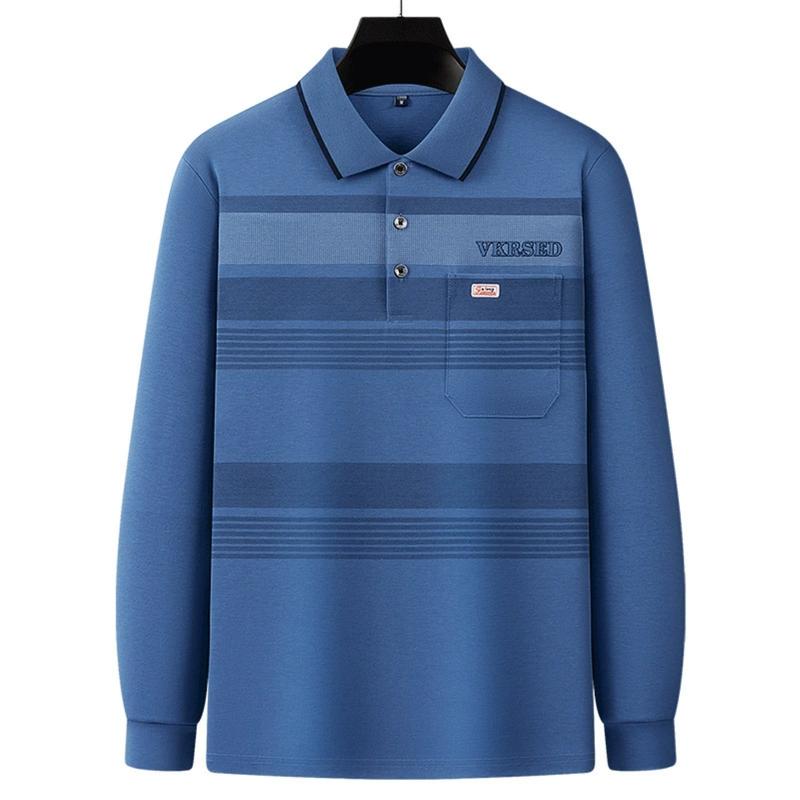 Áo Polo Dài Tay Cho Bố Và Nam, Quần Áo Giải Trí Cho Người Trung Niên, Áo Cotton, Có Cổ