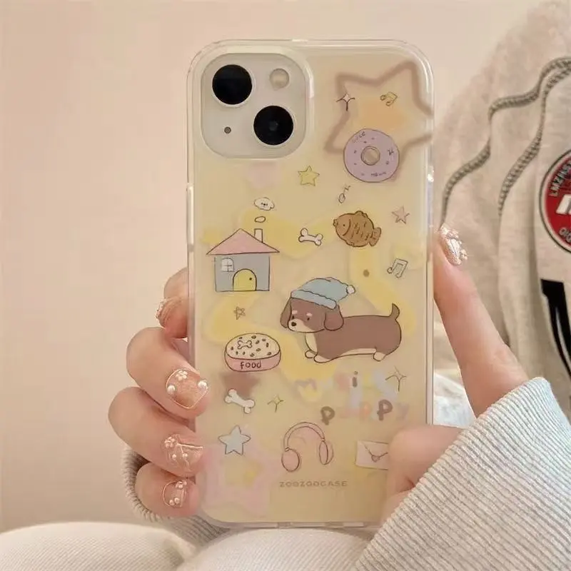 Ốp Điện Thoại, Thiết Kế Cún chó Con Star Nightcap, Tương Thích Với iPhone 14, 16, 11, 15, 12, 13, 11PRO, 16PRO, 12PROMAX, 16PROMAX, 16PLUS, 15PLUS, XR, X / XS, Phong Cách Tươi Mới, Tản Nhiệt, 9PII 4