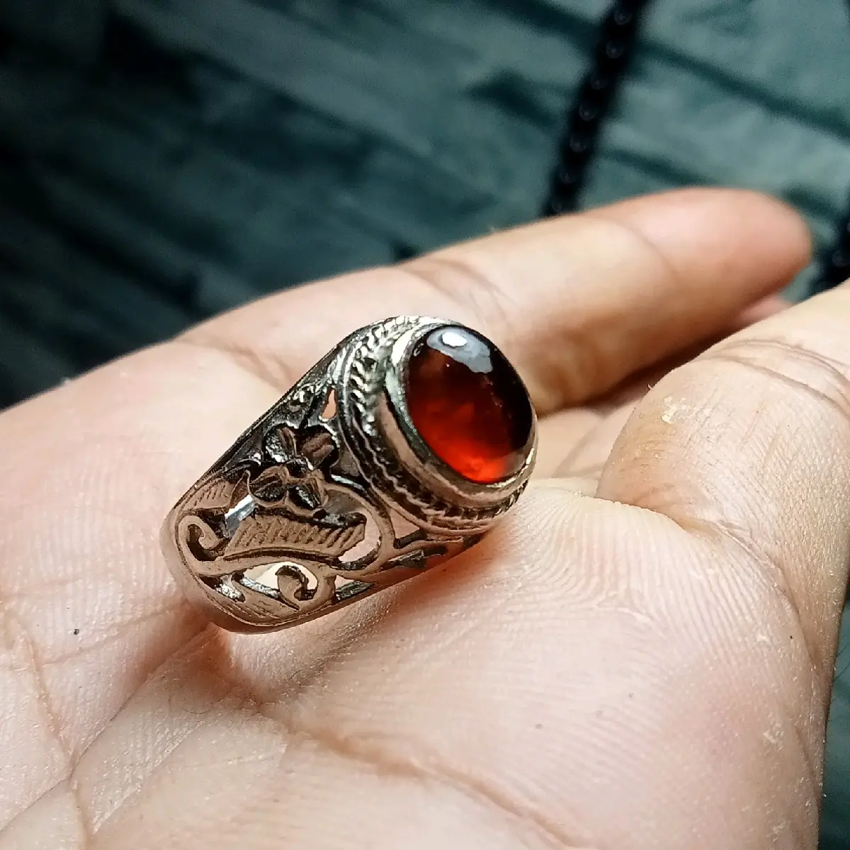 batu cincin akik red garnet