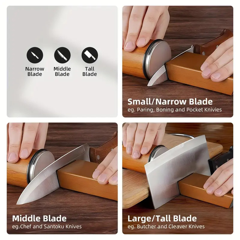 Manual Knife Sharpener, 1 Set Knife Sharpening Kit with 15 and 20° Angle Base, Durable Knife Sharpening Tool for Home Kitchen Outdoor 2
