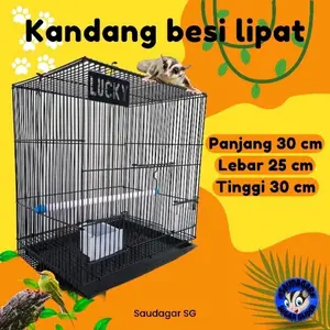 KANDANG BESI LIPAT SIZE S MERK LUCKY UKURAN (30X30X25) KANDANG SUGAR GLIDER/TUPAI/BURUNG