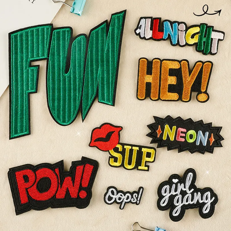2025 Fashion New Computer Emboridery Label English Letters Cloth Label Clothing Accessories Adhesive Patch Badge Cartoon Embroidered Patches On Clothes Jacket Jeans Sew Applique Iron On Patches