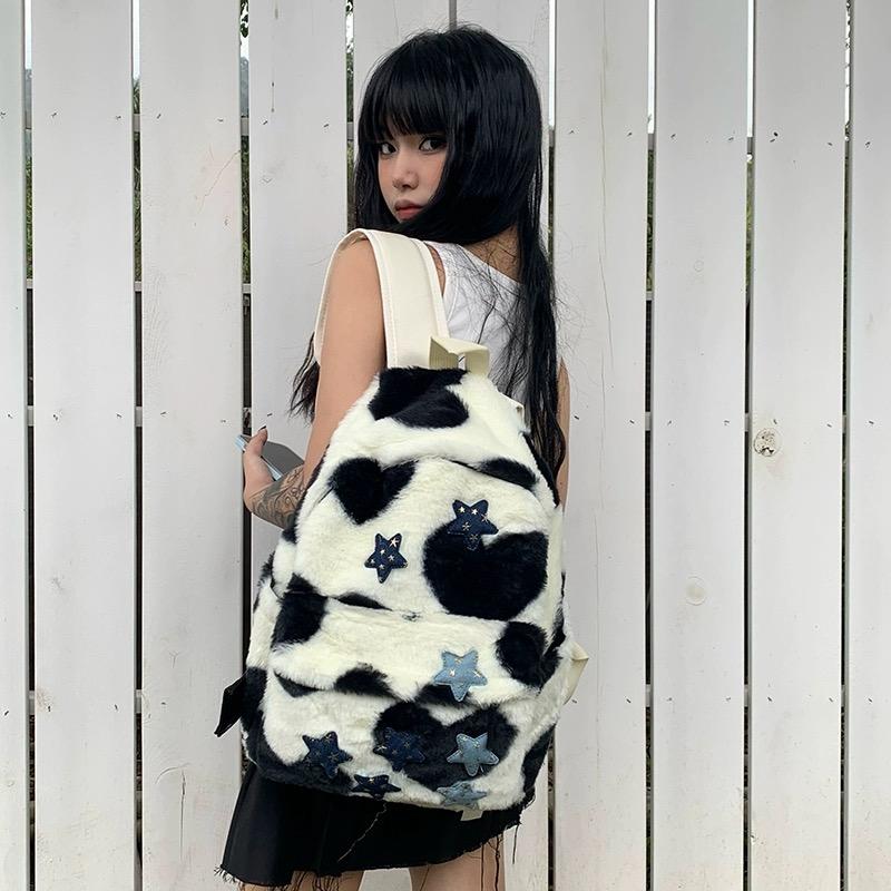 Product Introduction of Tas ransel wanita import tas cewek sekolah kece Ransel Wanita Bintang Lima Milenial yang Menggemaskan dengan Desain Leopard Cocok untuk Mahasiswa Serba Guna Terbuat dari Bulu-Bulu Halus Gaya Niche dan Fleksibel Backpack tas ransel sekolah cewek QX152 2