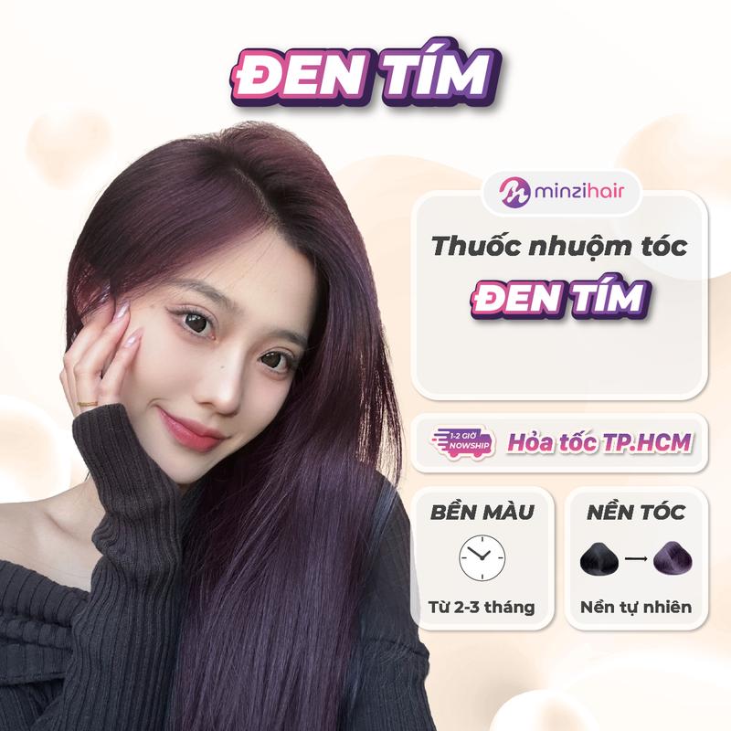 Thuốc nhuộm tóc màu Đen tím - Lên từ nền đen - Minzihair