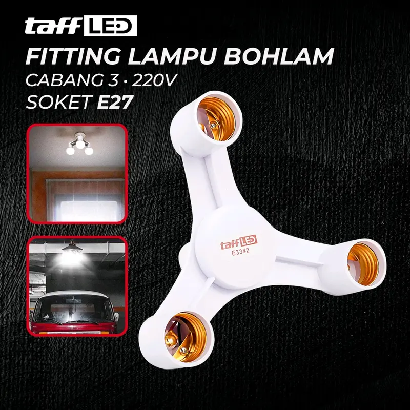 Fitting Lampu Bohlam Studio LED Minimalis Cabang 3 E27 220V - E3342 0