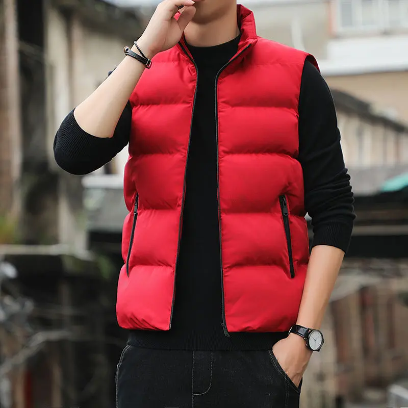Áo Vest Độn Bông, Áo Khoác Nam Mùa Thu Và Mùa Đông, Cỡ Lớn, Thiết Kế Thời Trang Thanh Niên, Không Tay, Áo Mặc Bên Ngoài, Thích Hợp Cho Nam Giới 7