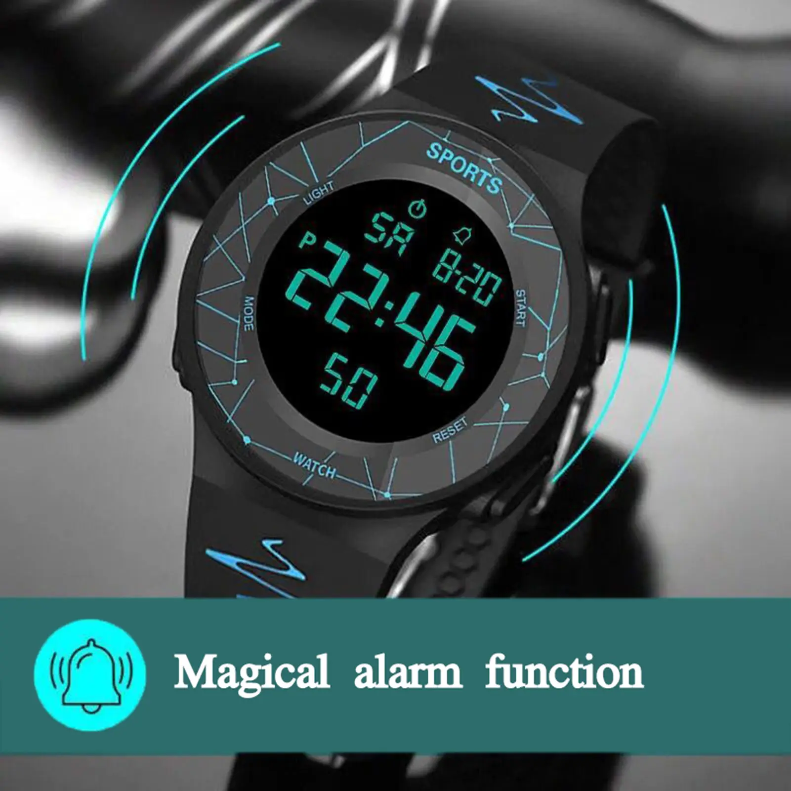 Men's Digital Wrist Watch with Wide-Angle Display Waterproof Luminous Digital Watches for Children Teens Students