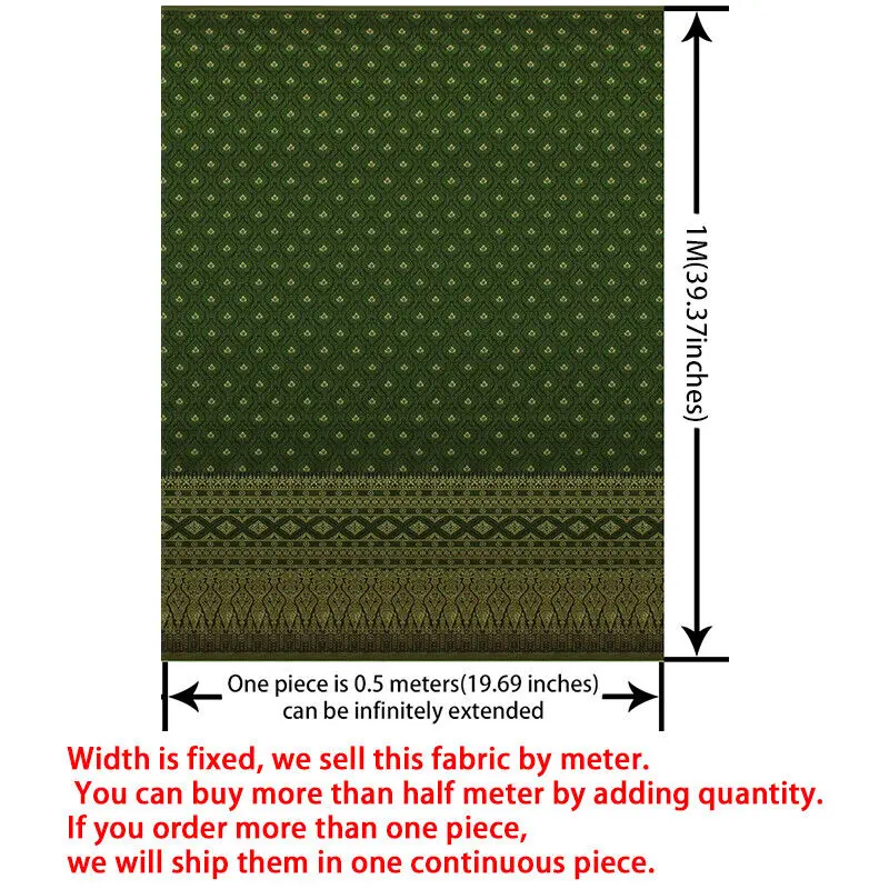 Vải in truyền thống Thái Lan, vải dân tộc Dai, 50x100cm, thích hợp để may quần áo, tự làm, váy và váy thẳng 8