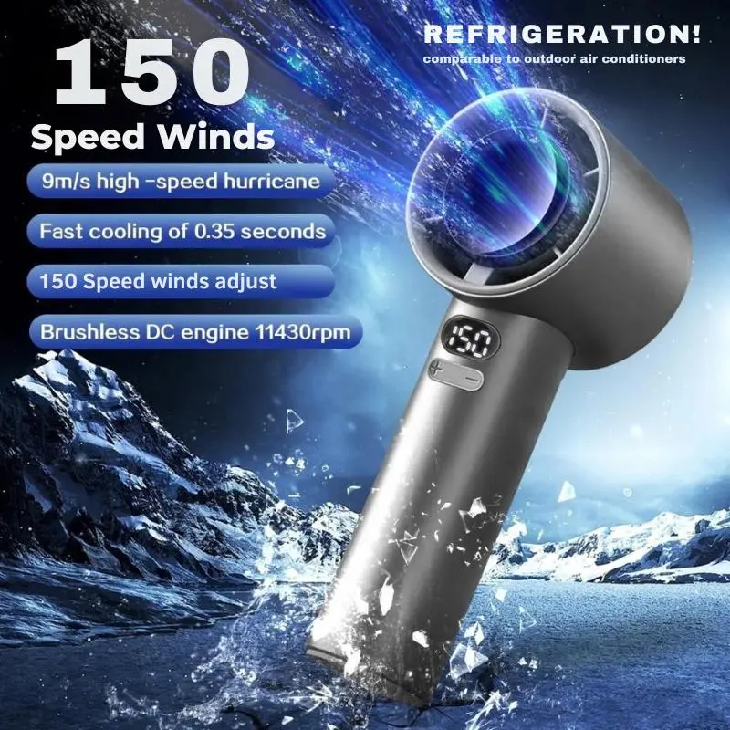 【 150 Speed 】 Handheld Fan Portable Bladeless Mini Fan rechargeable 150/120 Level Adjustment With Strong Wind Cooler in summer