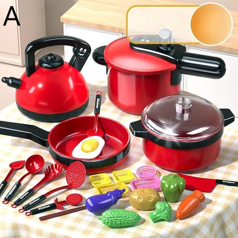 Product Introduction of Kitchen Toy Set For Kids Pretend Play Home Kitchen Baby Cooking And Cutting Toy Set Enjoy Eating Dishes Simulation Cooking Memory Training & Observation 4-6 Years 16