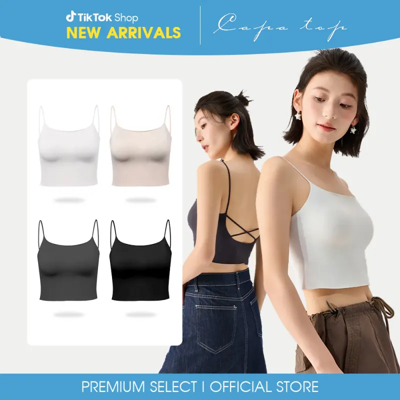 SweatyRocks Women's Sport Casual Spaghetti Strap Scoop Neck Backless Slim Fit Camisole Crop Top Clubwear Spaghetti Sexy Crop Tops tank  tops bandeau  tops