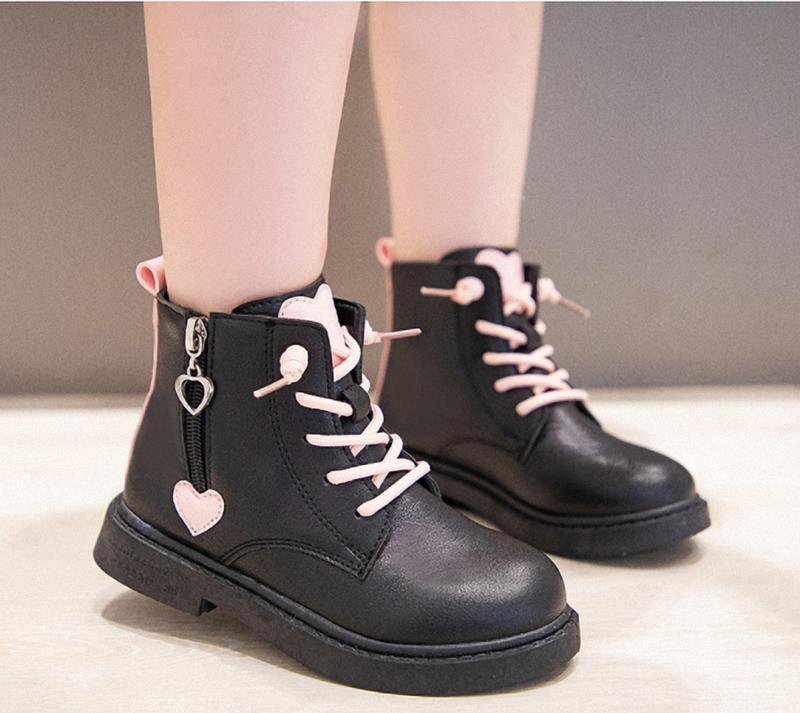 Giày Boot da cho bé gái phong cách hàn quốc