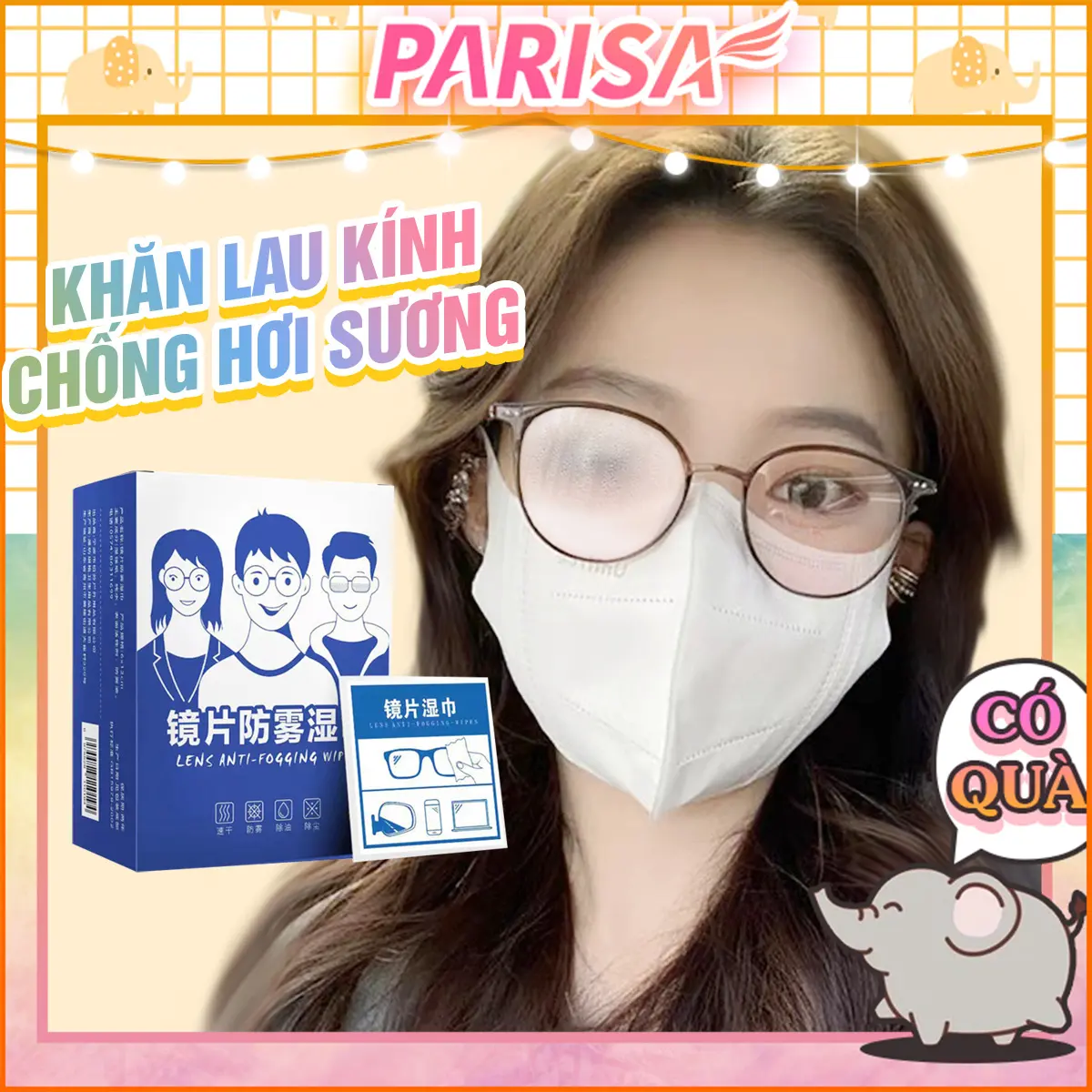 Hộp 100 Khăn Lau Kính Phủ Nano Chống Sương Mù 2570 - PARISA