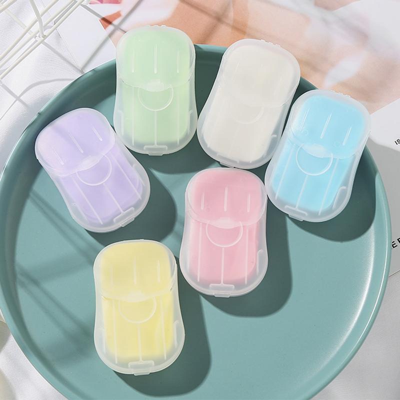 50pcs Disposable Portable Soap Tablets Mini Outdoor Hand Washing Tablets Box Soap Paper Travel Paper Soap 3