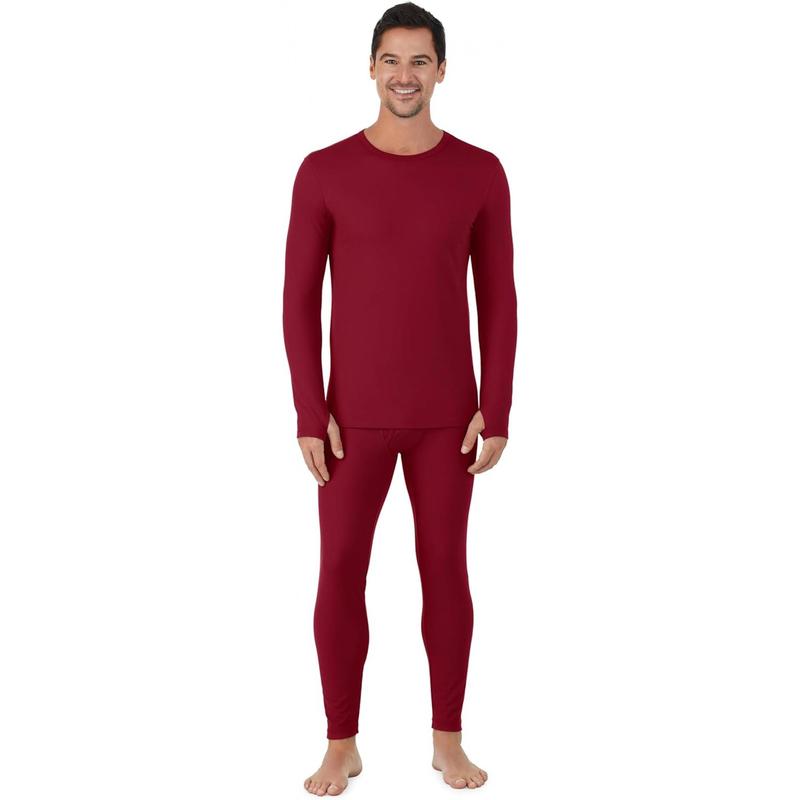 TikTok Shop Cuddl Duds Thermal Underwear Shirt and Leggings Set for Men Heavyweight Fleece Lined Long Johns Winter Clothes Base Layer