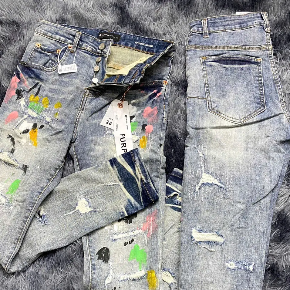 Jean PURPLE Xanh like auth vảy sơn 4 cúc có túi Denim