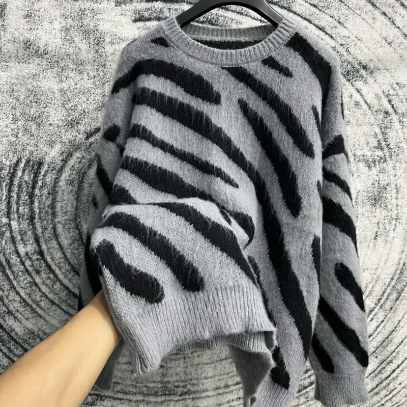 Product Introduction of Áo len Vằn hàng len lông 1 size, Len ngựa vằn, len hổ vằn Cổ Tròn Menswear Nam Sọc 8