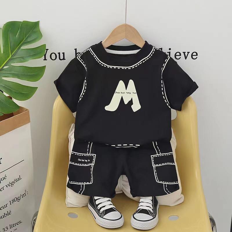 Product Introduction of Bộ Đồ Bé Trai Mùa hè, AG SHOP, Hàng Mới Về Năm 2024, Áo Thun ngắn Tay Cổ Thuyền Chữ Cái, Quần Đùi Thường Ngày Cho Em Bé Trai, Bộ Hai Mảnh, Thiết Kế Thiên Thần, [Phiên Bản Mới] ✨ [Thiên Thần] ✨ 10