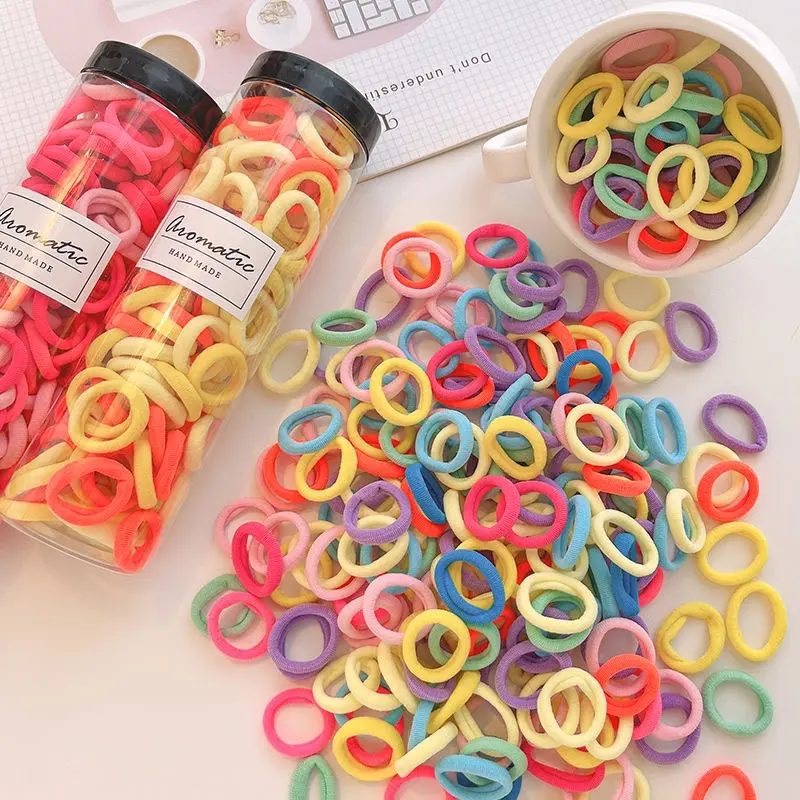 MALL - (Free Box) Set 100Pcs iKat Rambut Gaya Korea Kain Karet Elastis Anak Perempuan KCR23 Fashion 3