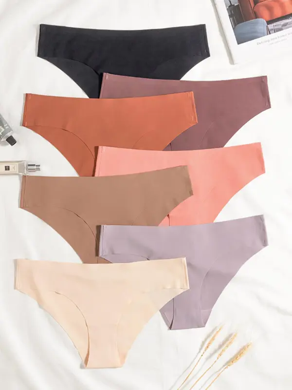 Women's Solid Color Briefs, Soft Comfortable Breathable Seamless Knicker for Daily Wear, Underwear for All Seasons 2