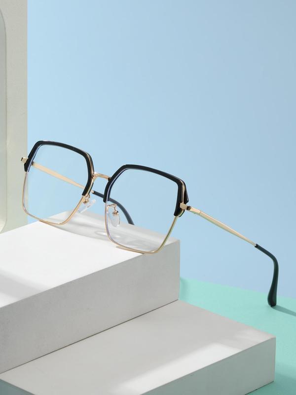 Simple Anti-blue Light Eyeglasses for Everyday Use, Basic Square Frame Fashion Eyeglasses for Women & Men, Fashion Eyeglasses for Daily Clothing Decor 5