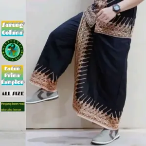 Celana Sarung Batik Pria Modern Fashion Muslim Batik Solo Motif Modang Hitam