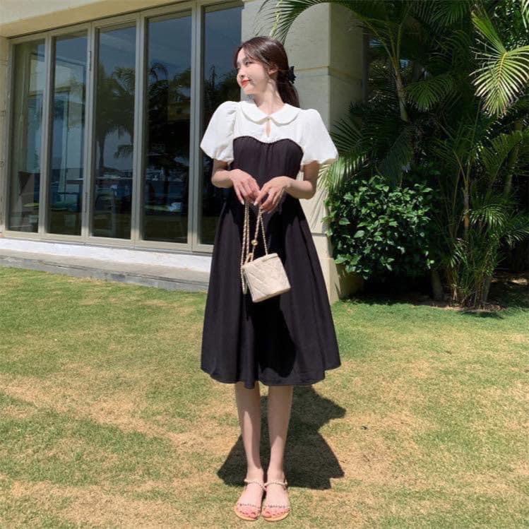 Váy bầu xinh tiểu thư  thoáng mát dự tiệc đi chơi cho chị em bầu thoải mái Đầm Bầu thường mặc màu đen 4