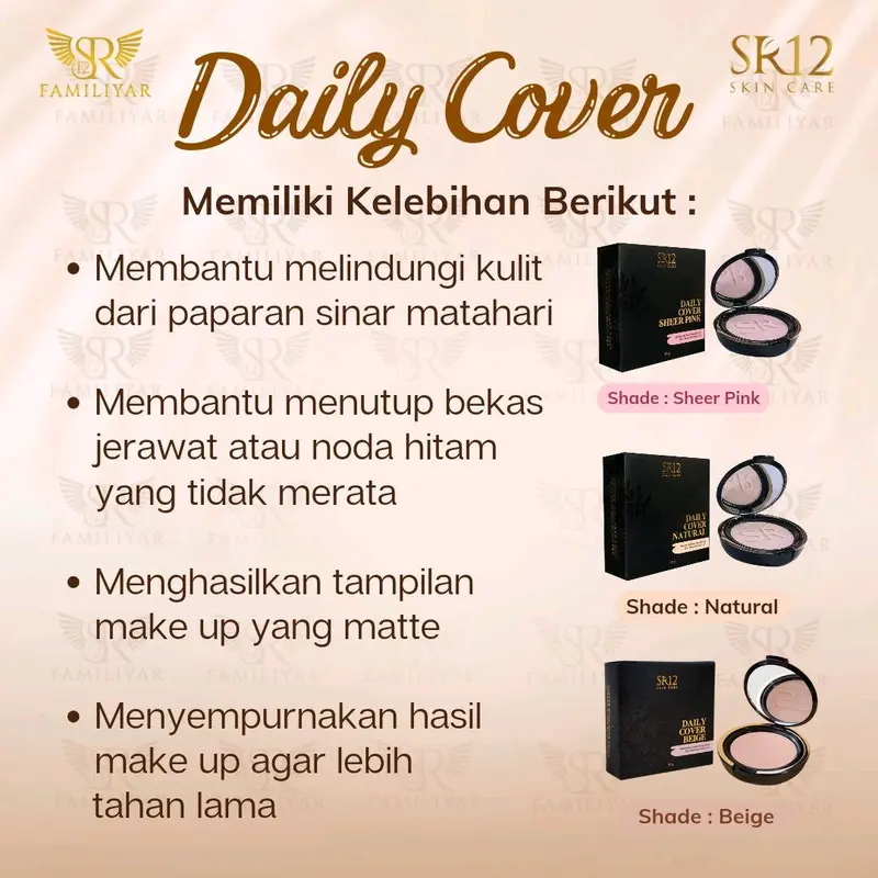 (FREE GIFT) TERLARISS BEDAK PADAT  DAILY COVER BEIGE SR12 Tahan Lama Tahan Lama Kontrol Minyak High Coverage Hidrasi Soft Focus Tahan Lama Bedak waterproof Tahan Lama Anti Air Glowing Medium Coverage High Coverage Tahan Lama Hidrasi Soft Focus 2