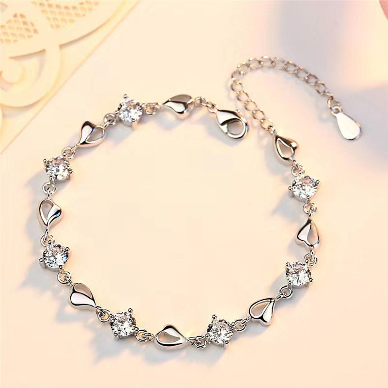 1pc 925 Silver 3.5 Carat Moissanite Heart Bracelet, Elegant Romantic Jewelry Gift for Women 1