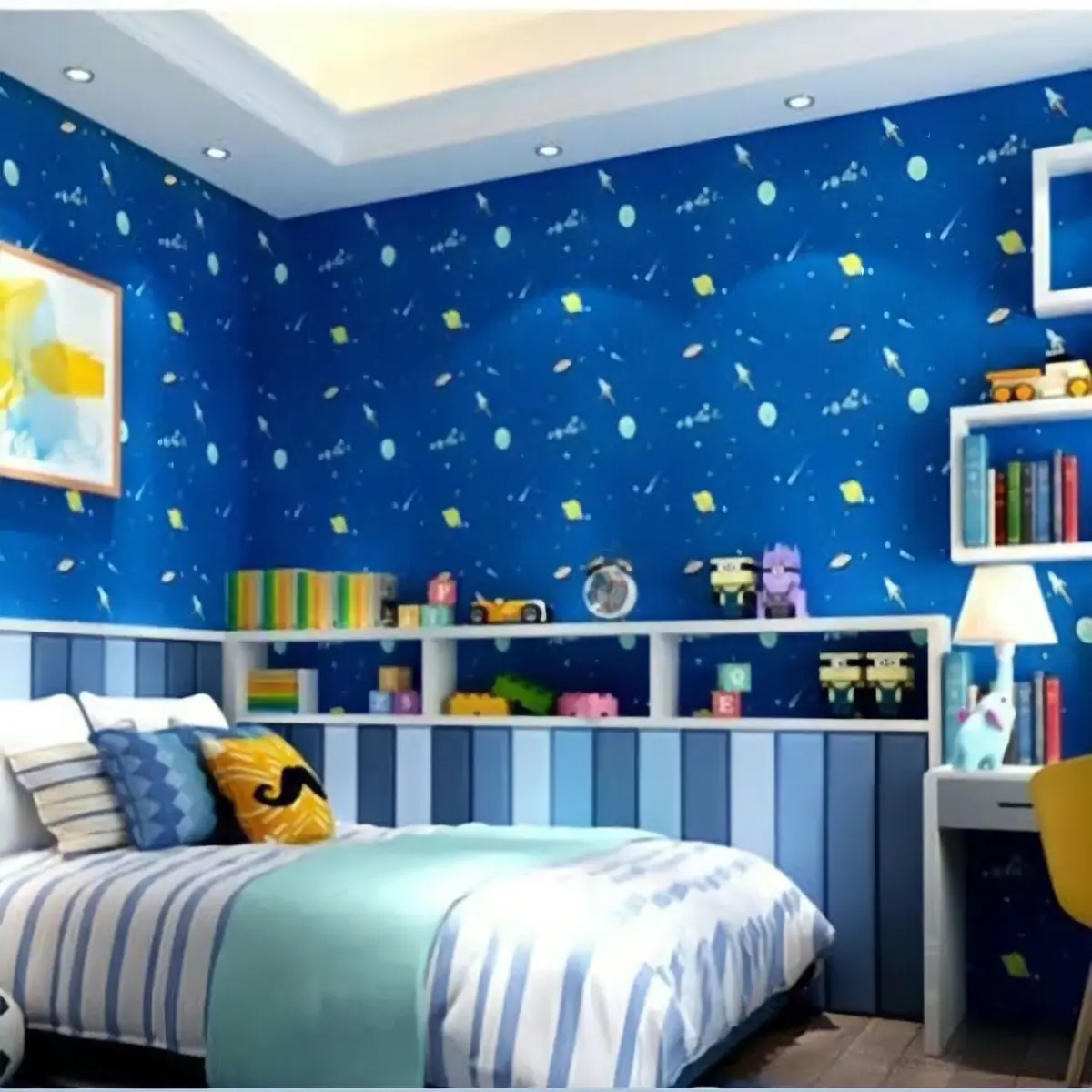 Wallpaper dinding motif astronot aesthetic P 10m x 45 cm