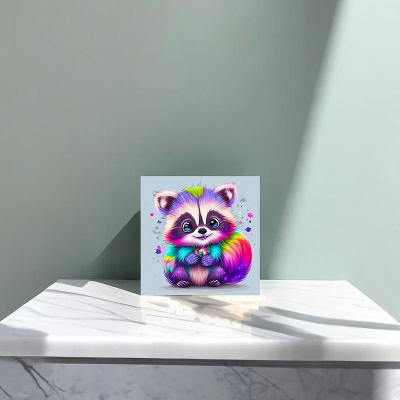 Cute Raccoon Pattern DIY Diamond Arts Colorful Painting without Frame, DIY 5D Diamond Arts Colorful Painting Kit, Wall Art Decor for Home Living Room Bedroom 3